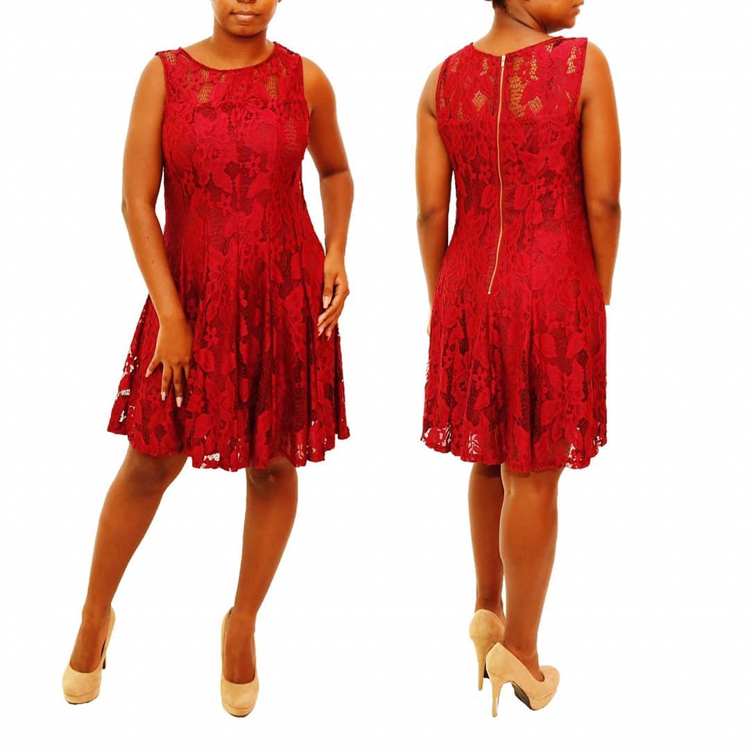Burgandy Ryan & Michelle Full Lace Dress Size M