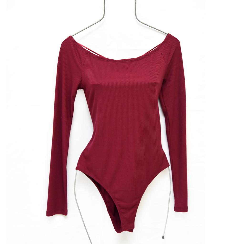Wine Off shoulder Body Suit Size M