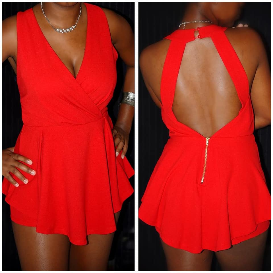 Red short romper Size Medium