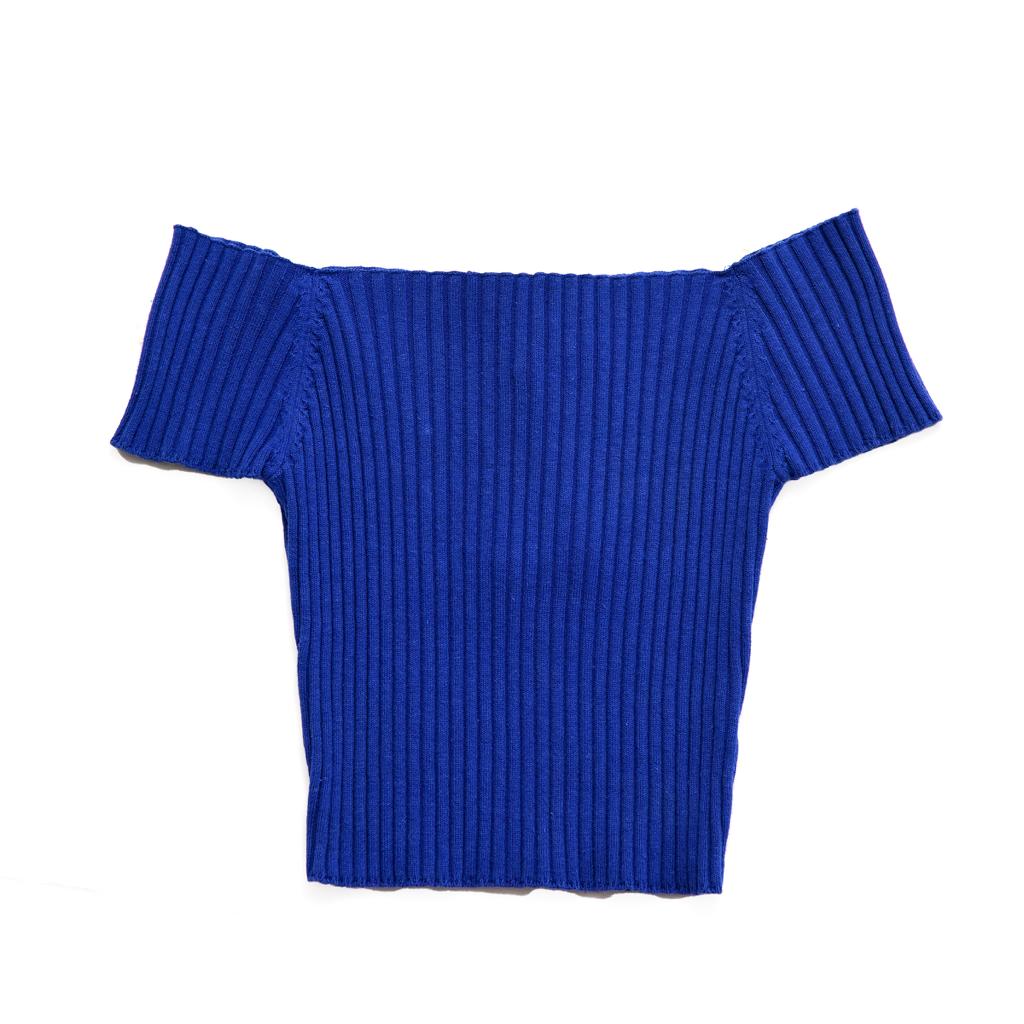 Blue off shoulder crop top Size M